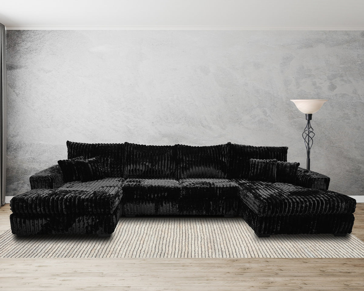 1008 Nashville Black Double Chaise Sectional