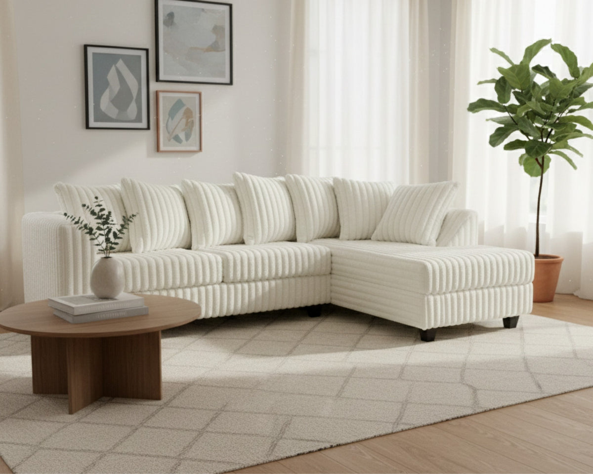 300 Hugo Corduroy Ivory Sectional