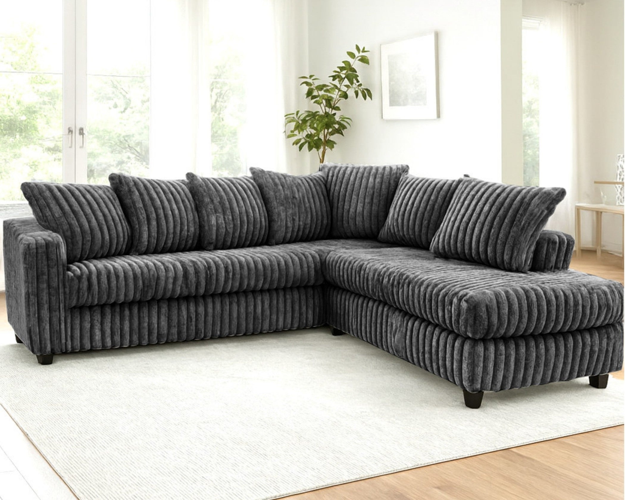 300 Hugo Corduroy Sectional Grey