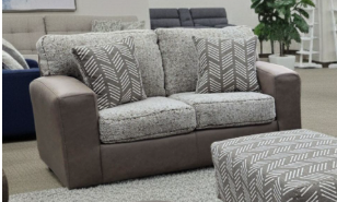 6100 Shearling Mocha Sofa, Love & Ottoman