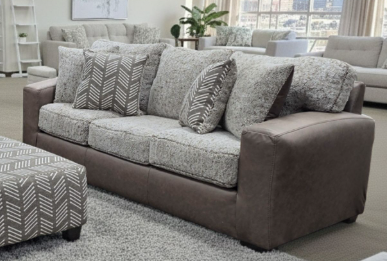 6100 Shearling Mocha Sofa, Love & Ottoman