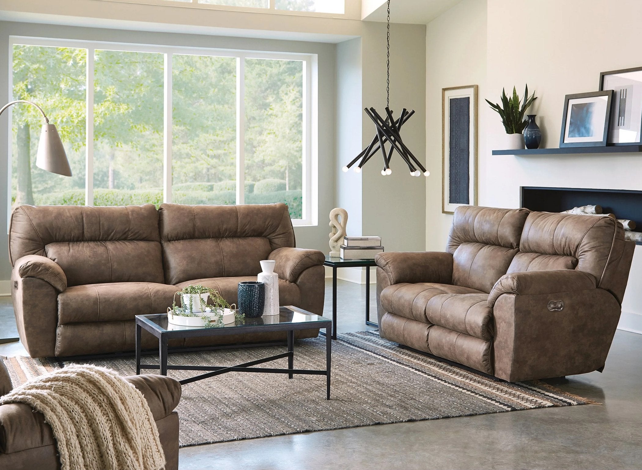 62651 Hollins Coffee Power Reclining Sofa & Loveseat