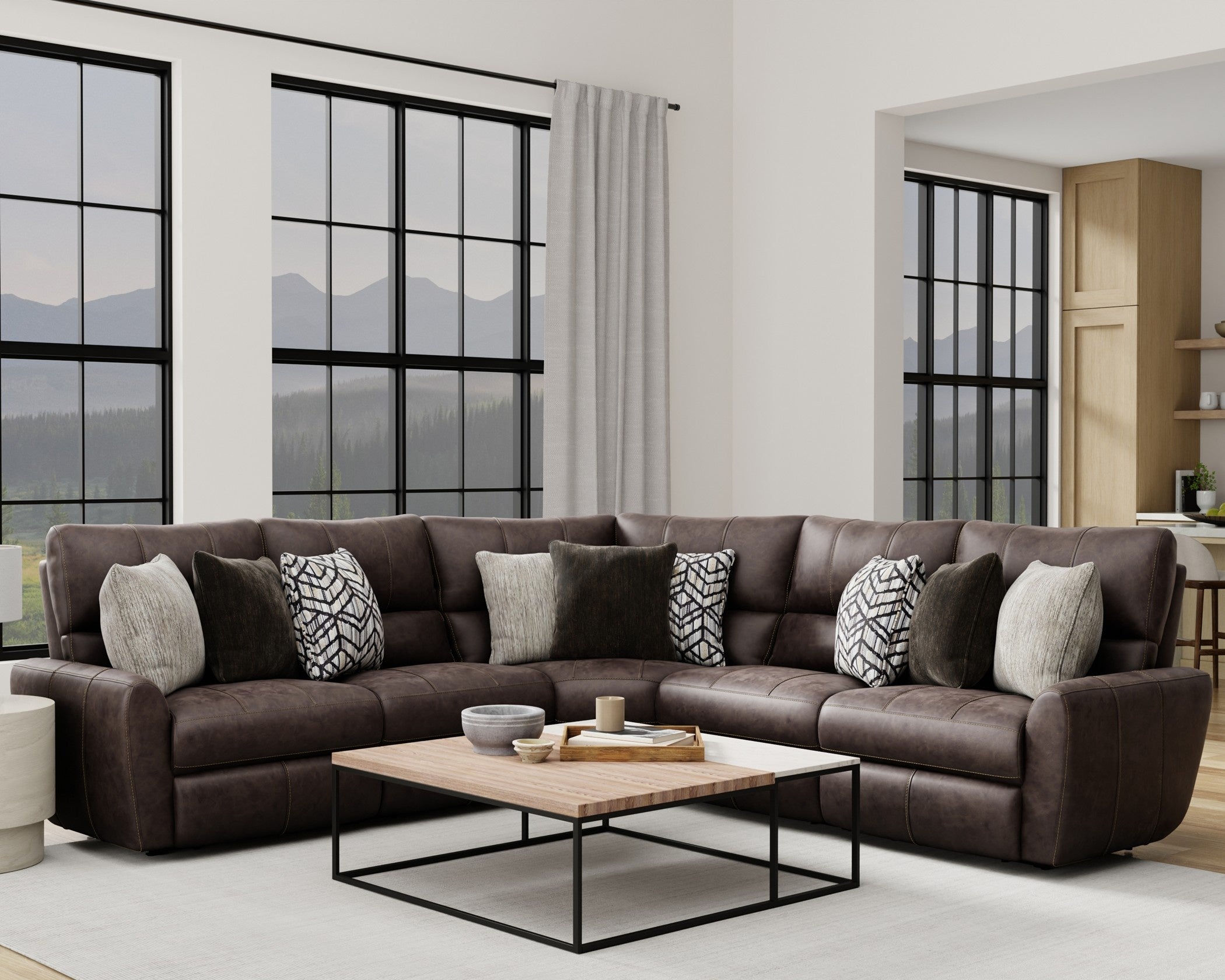 6428 Royster Chocolate Power Reclining Sectional