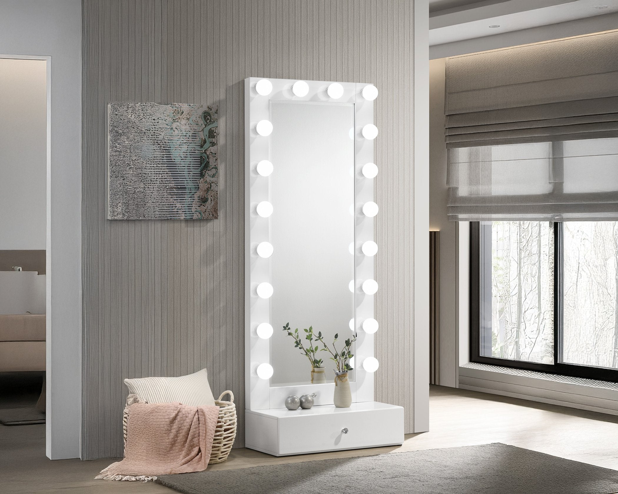 White Vanity Mirror Box
