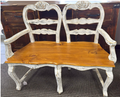 Carved Bench Nogal-White