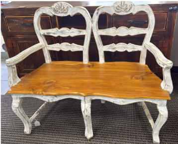 Carved Bench Nogal-White
