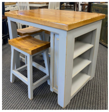 Counter Table/Desk/Bookcase  Nogal-Light Gray
