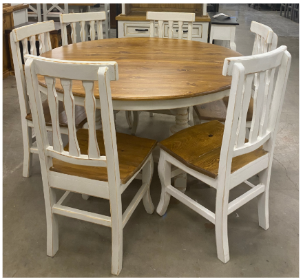 Dining Table turn Leg-Nogal Oyster White