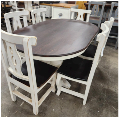 Dining Table 70" Oval Med Walnut-Oyster White