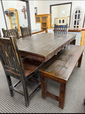 Sofia Counter Height Table Set - Black Walnut Distress