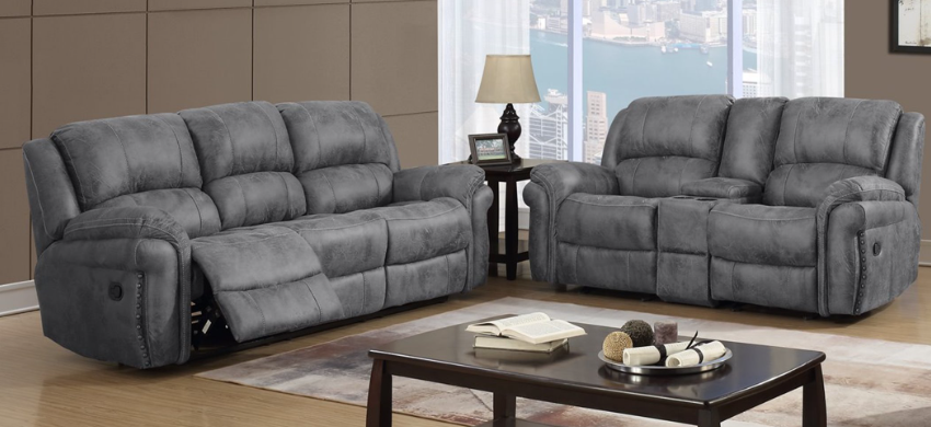 U0903 Grey Reclining Sofa & Loveseat
