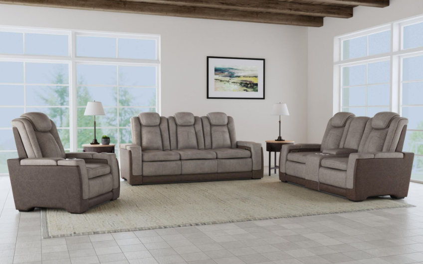 U13660 Lantana Brown/Grey Power Reclining Sofa, Loveseat & Recliner