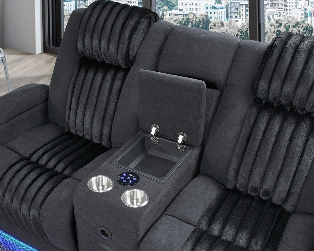U8000 Black Transformer Power Reclining Sofa & Love