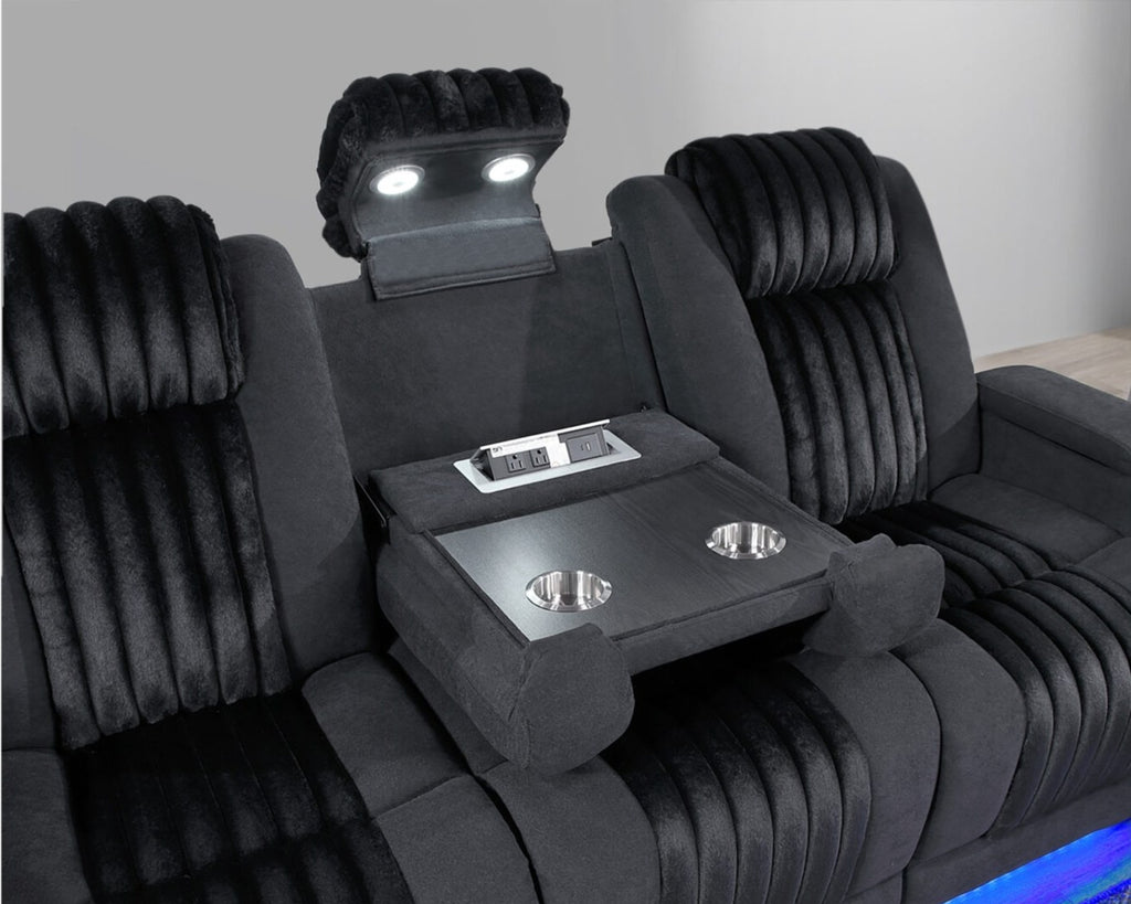 U8000 Black Transformer Power Reclining Sofa & Love