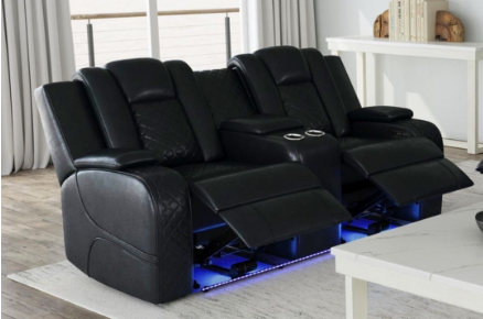 U8900 Carlo Black Power Reclining Sofa, Loveseat & Recliner
