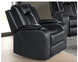 U8900 Carlo Black Power Reclining Sofa, Loveseat & Recliner
