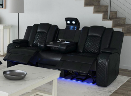 U8900 Carlo Black Power Reclining Sofa, Loveseat & Recliner