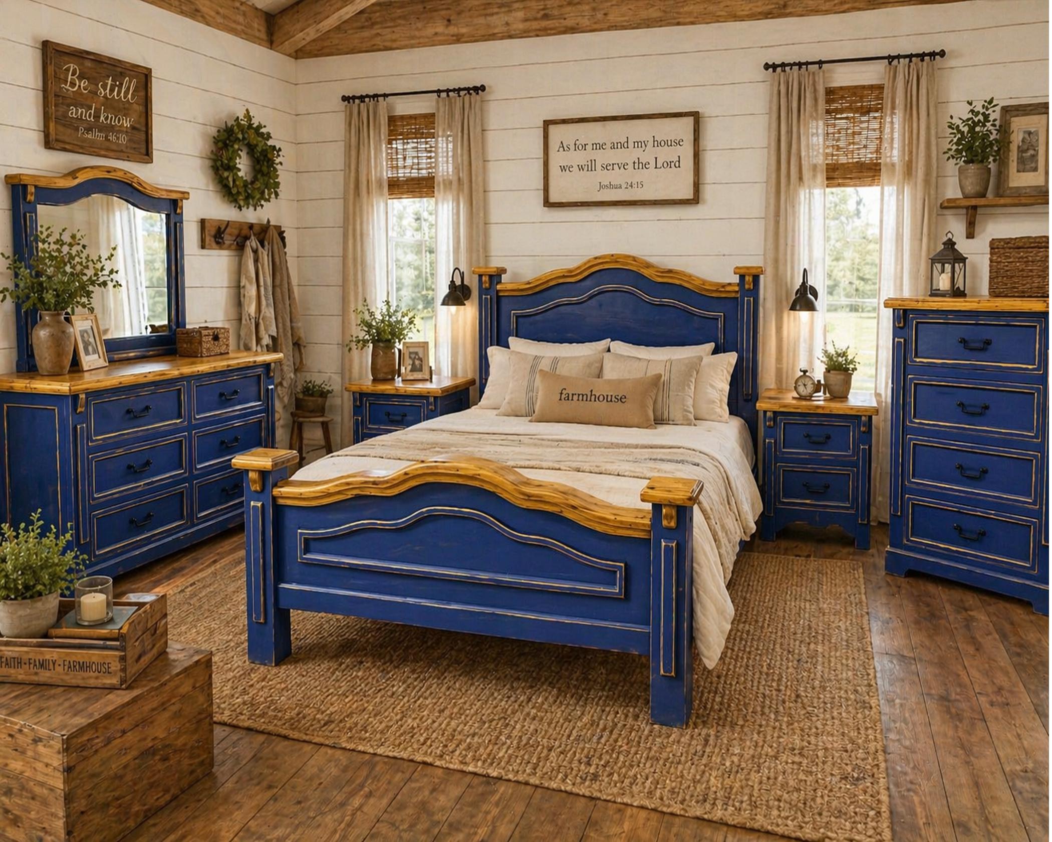 Alis Queen or King Bedroom Group Nogal-Dark Blue