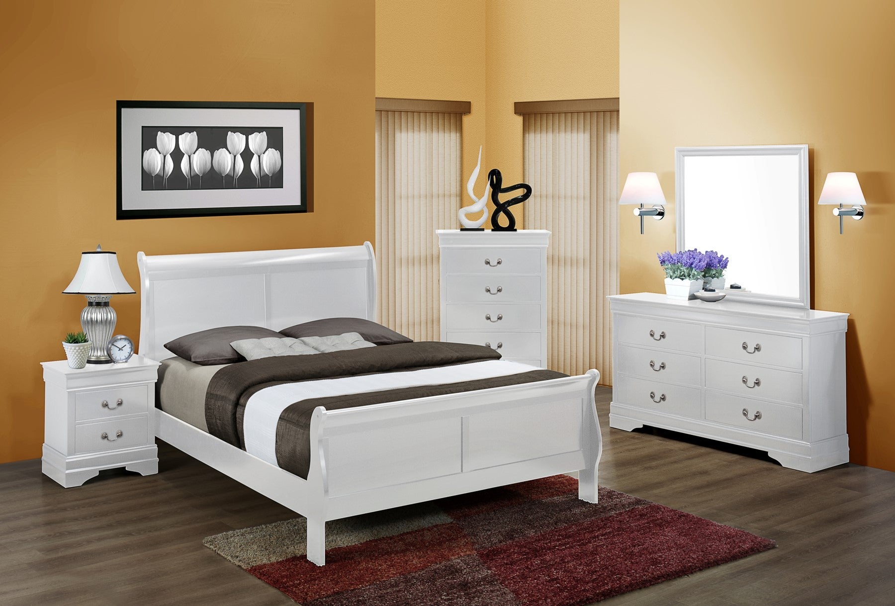 3650 White Louis Philippe Bedroom Group - King, Queen, Full, Twin