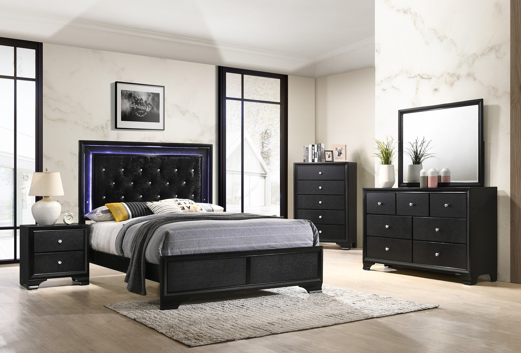 CM4350 Micah With LED Lights King or Queen Bedroom Group