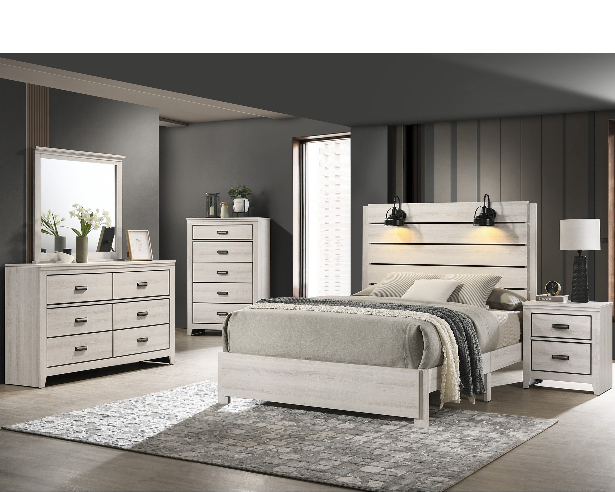 CM6810 Carter White King or Queen Bedroom Group